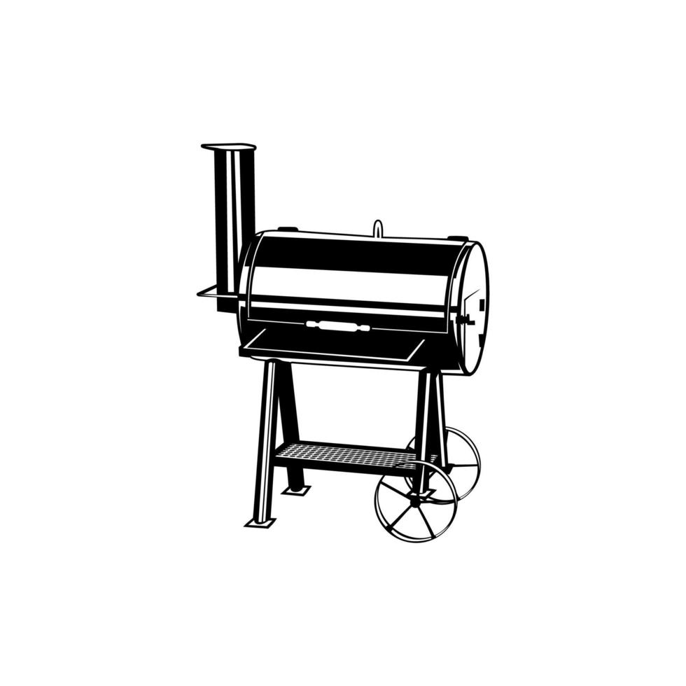 silhouette barbecue grill in bianco e nero vettore