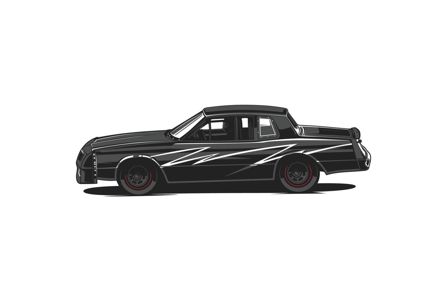 illustrazioni sportive auto vettore vista laterale auto colore nero