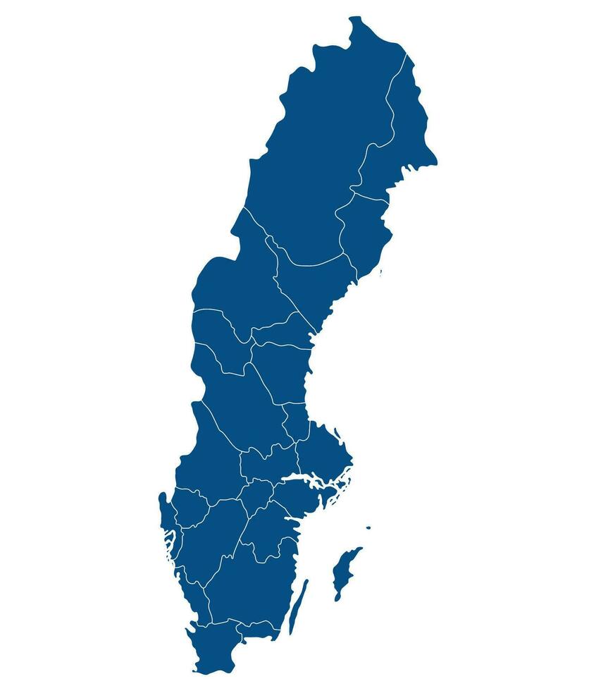 carta geografica di Svezia. Svezia province carta geografica vettore