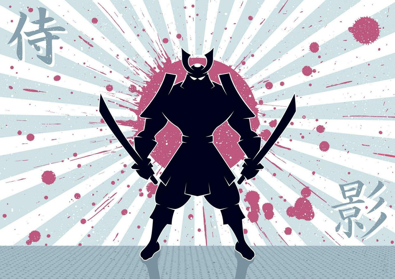 samurai cartone animato sfondo vettore