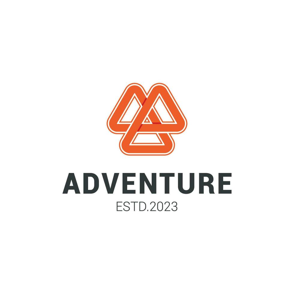 tre montagne tema avventura logo design. vettore