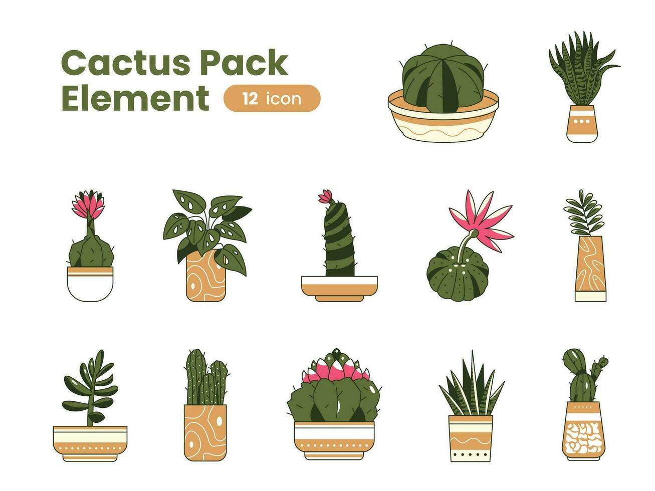 cactus imballare elemento vettore
