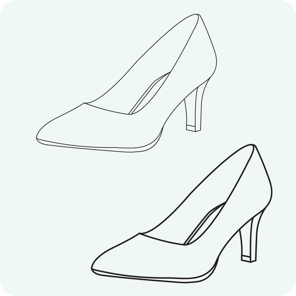 alla moda elegante donna tacco scarpe linea arte icona vettore eps
