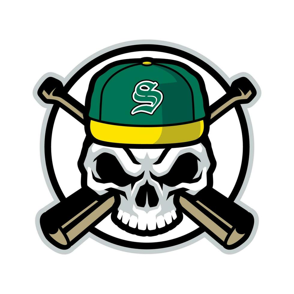 cranio portafortuna baseball logo modello vettore