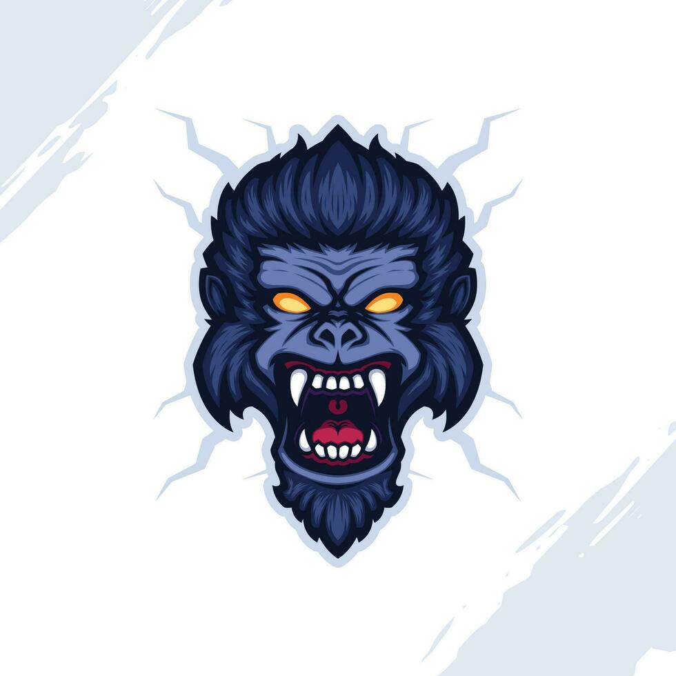 illustrazione di urlando gorilla testa con arrabbiato viso vettore