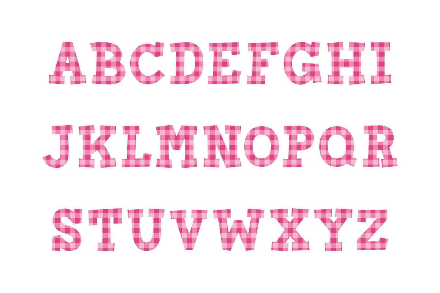 versatile collezione di rosa plaid alfabeto lettere per vario usi vettore