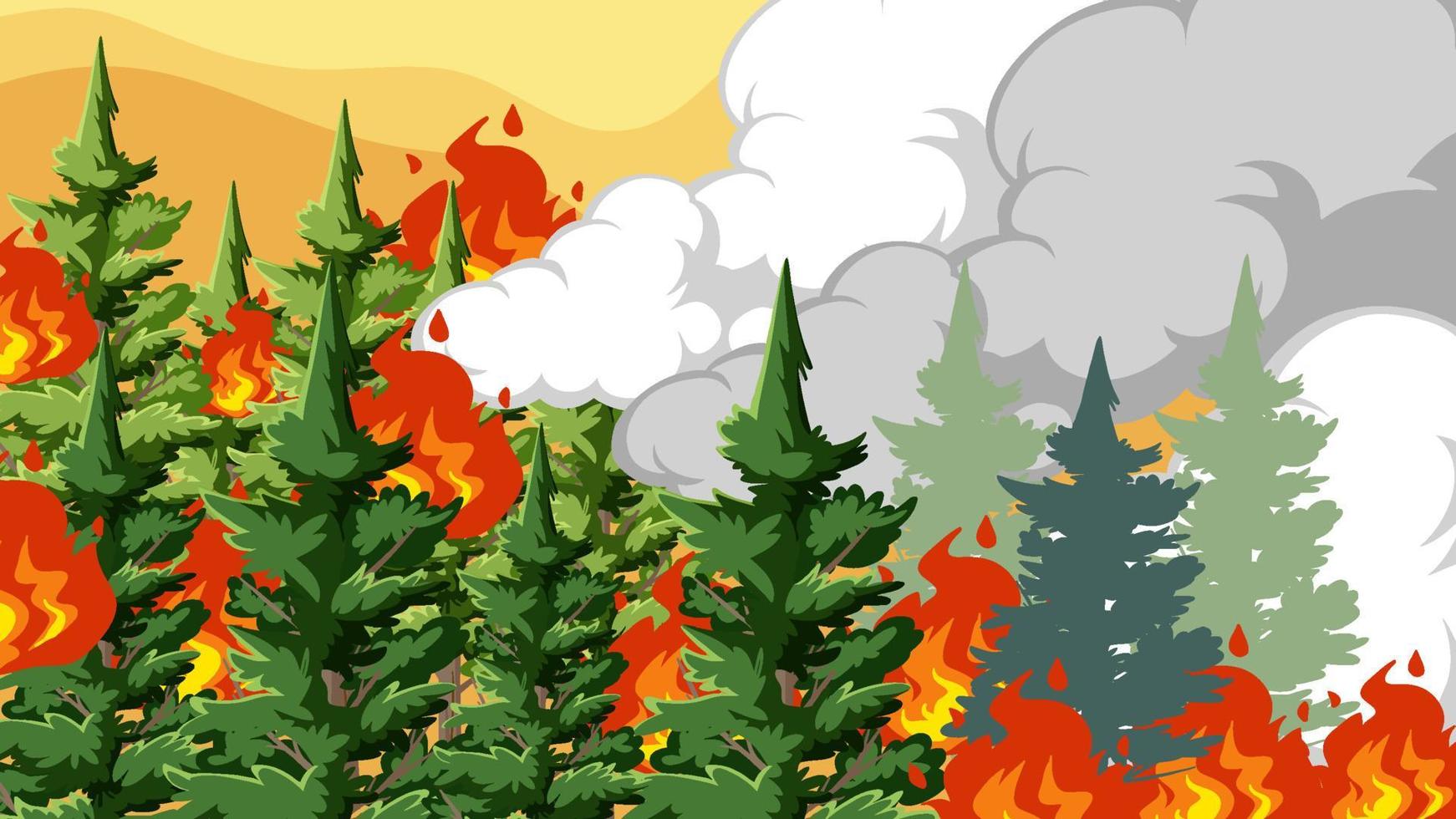 disegno in miniatura con il fuoco nella foresta vettore