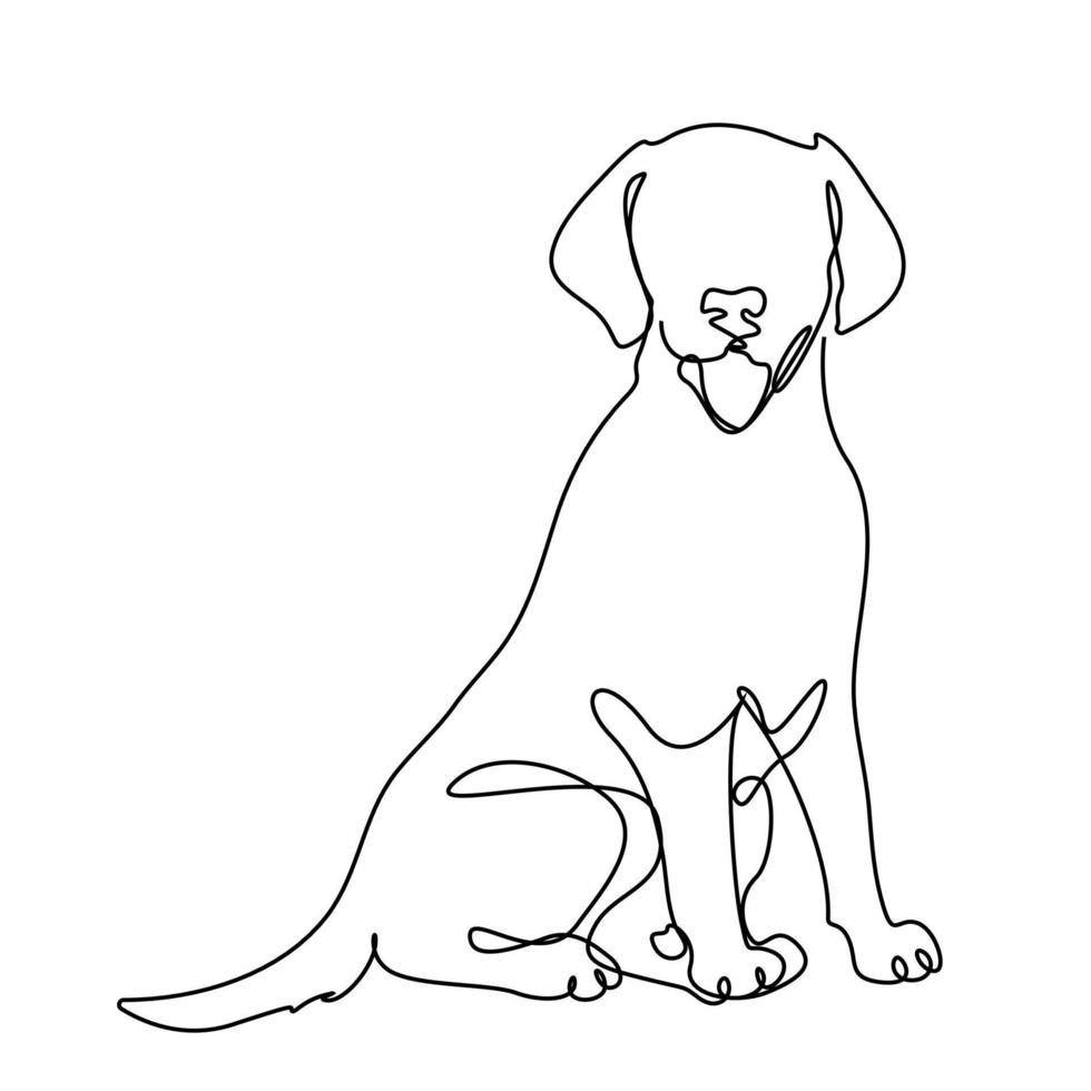 disegno in linea continua di un simpatico cane vettore