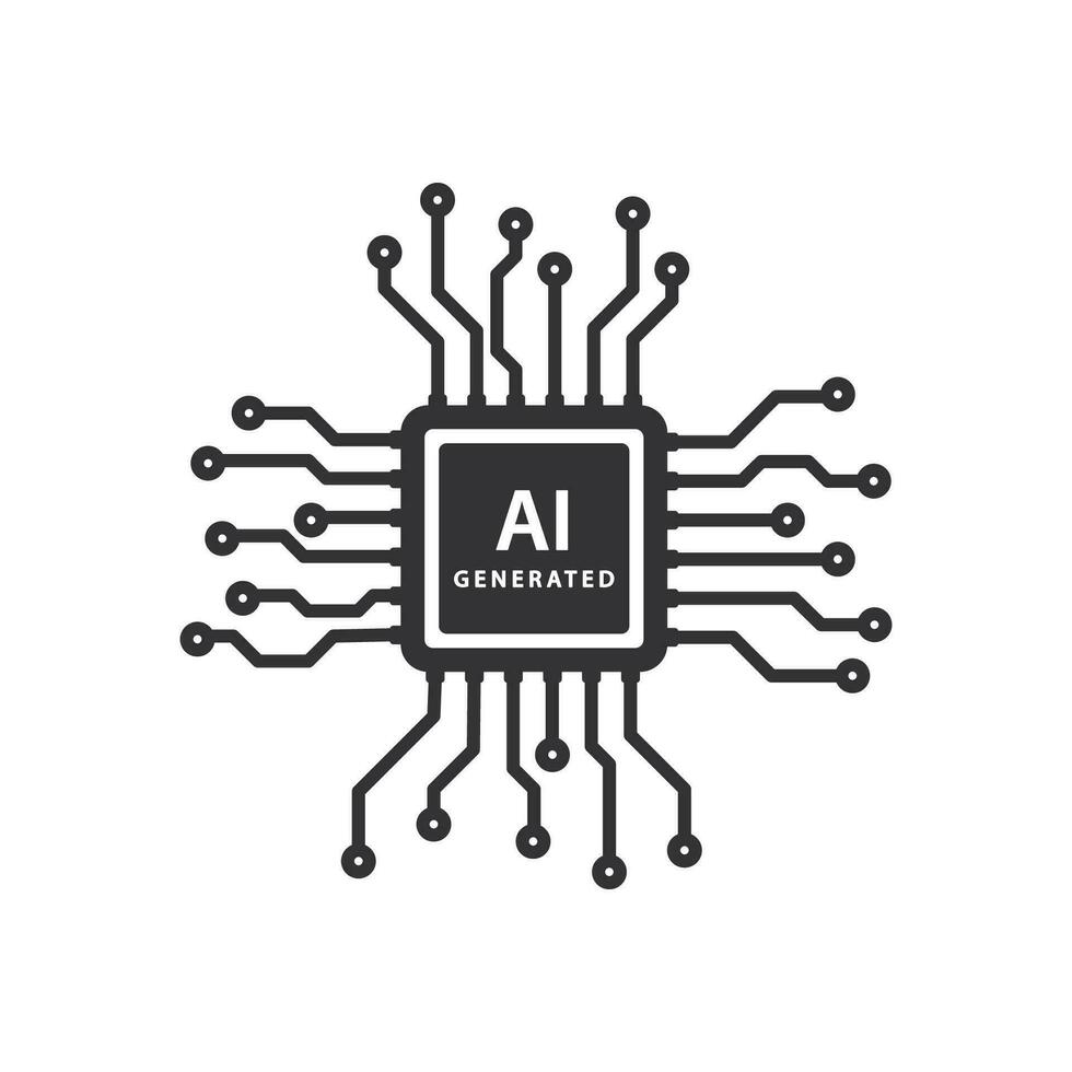creativo logo di artificiale intelligenza combinato con processore patata fritta isolato su bianca sfondo vettore