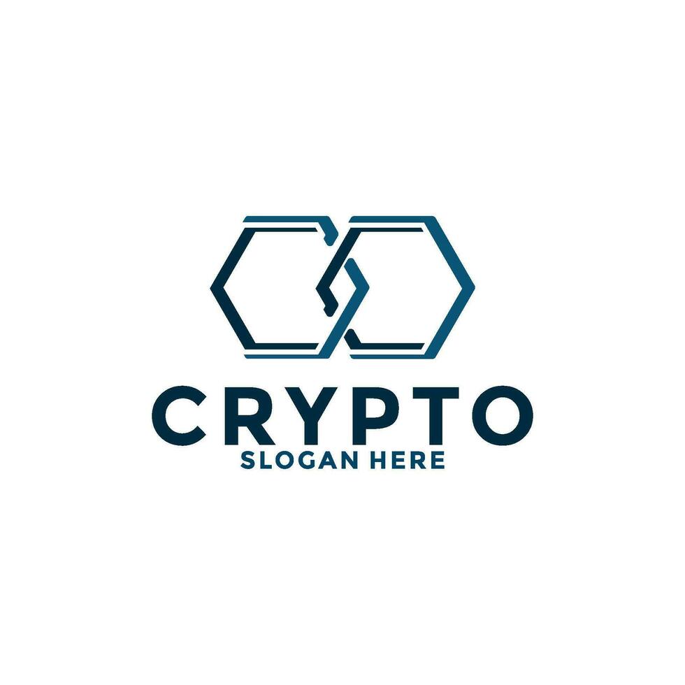 lettera cc digitale crypto moneta logo con blockchain tecnologia. finanziario tecnologia o Fintech logo modello vettore