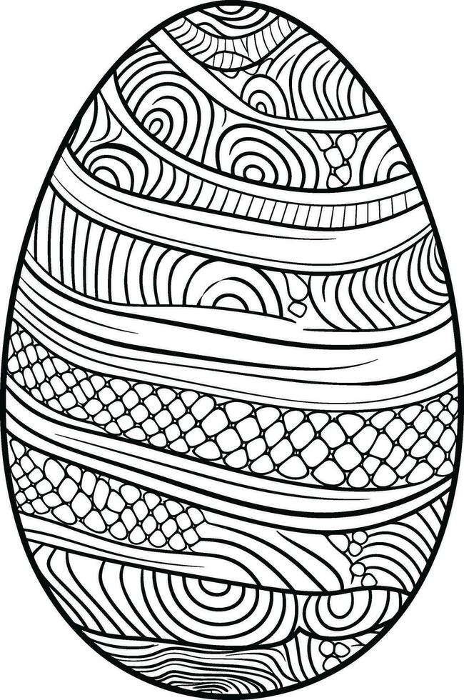 Pasqua uovo icona con luccichio, semplice Pasqua uovo tradizionale con ondulato linea modelli simbolo vettore cartello, piatto nero silhouette su bianca sfondo. ai generato illustrazione.