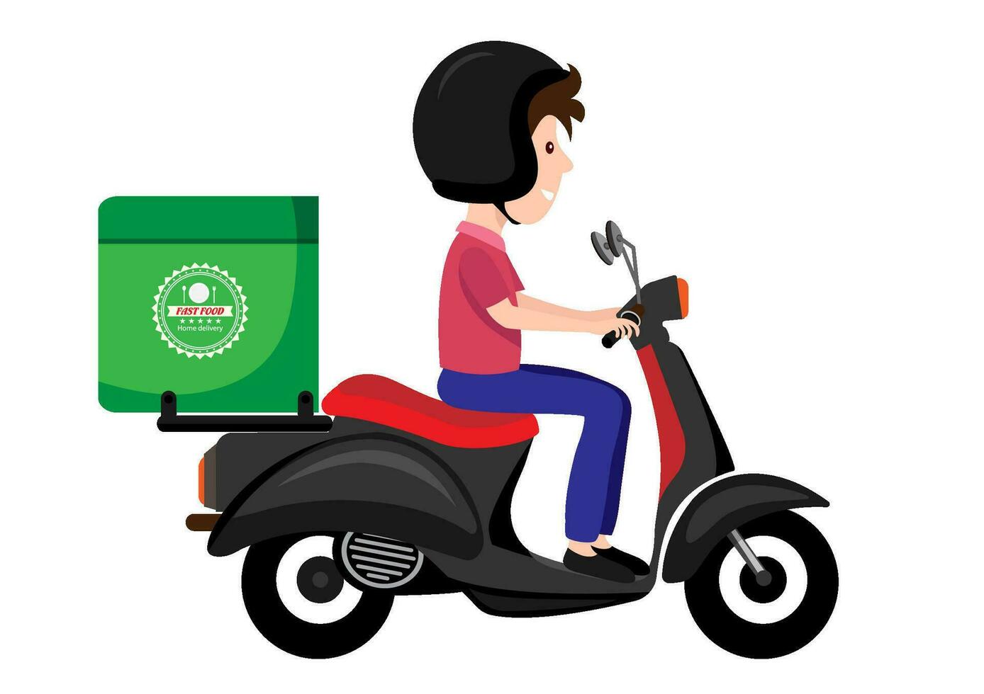 motociclo autista consegna veloce cibo consegna raggiungere il tuo casa velocemente vettore illustrazione