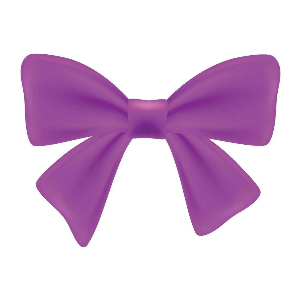 vettore regalo fiocchi seta viola nastro con decorativo arco. realistico lusso festivo raso nastro per arredamento