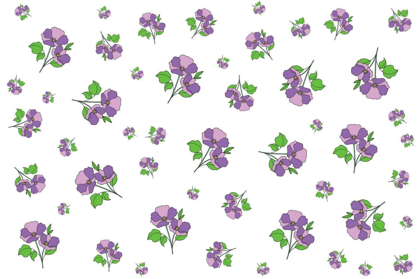 illustrazione modello di il viola fiore con le foglie su bianca sfondo. vettore