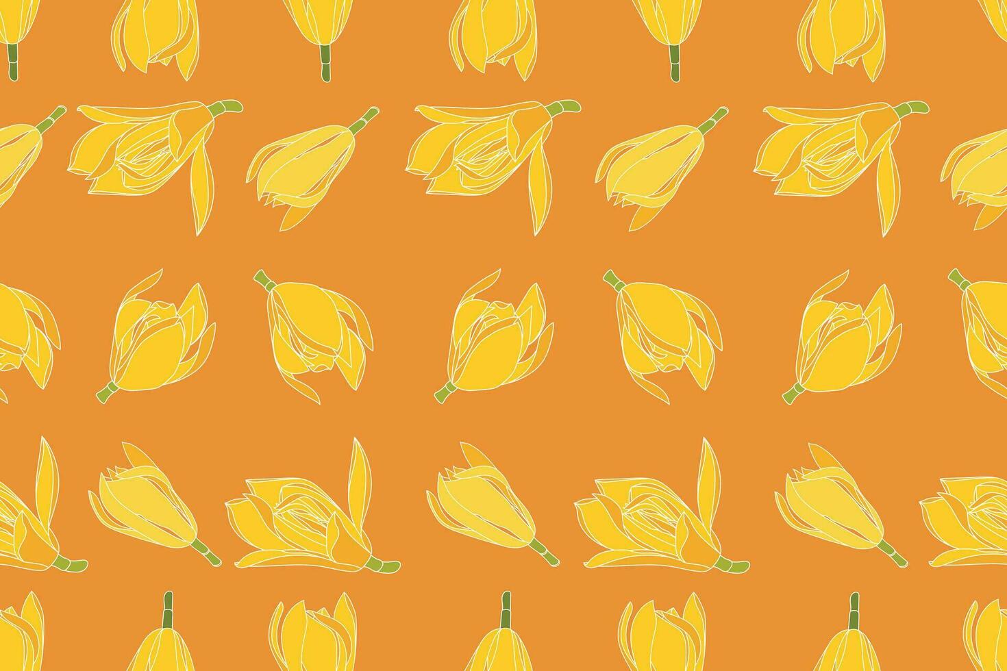 illustrazione di giallo champaka fioritura fiore su arancia sfondo vettore