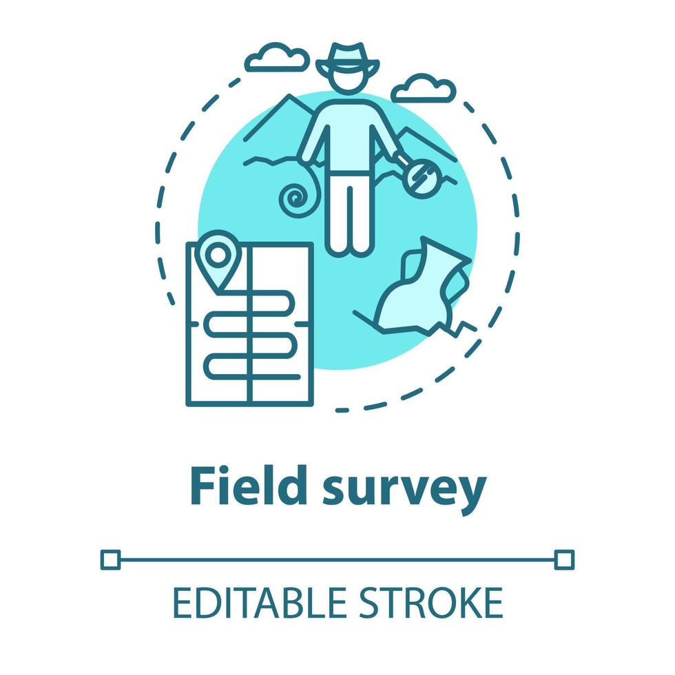 icona del concetto di indagine sul campo vettore