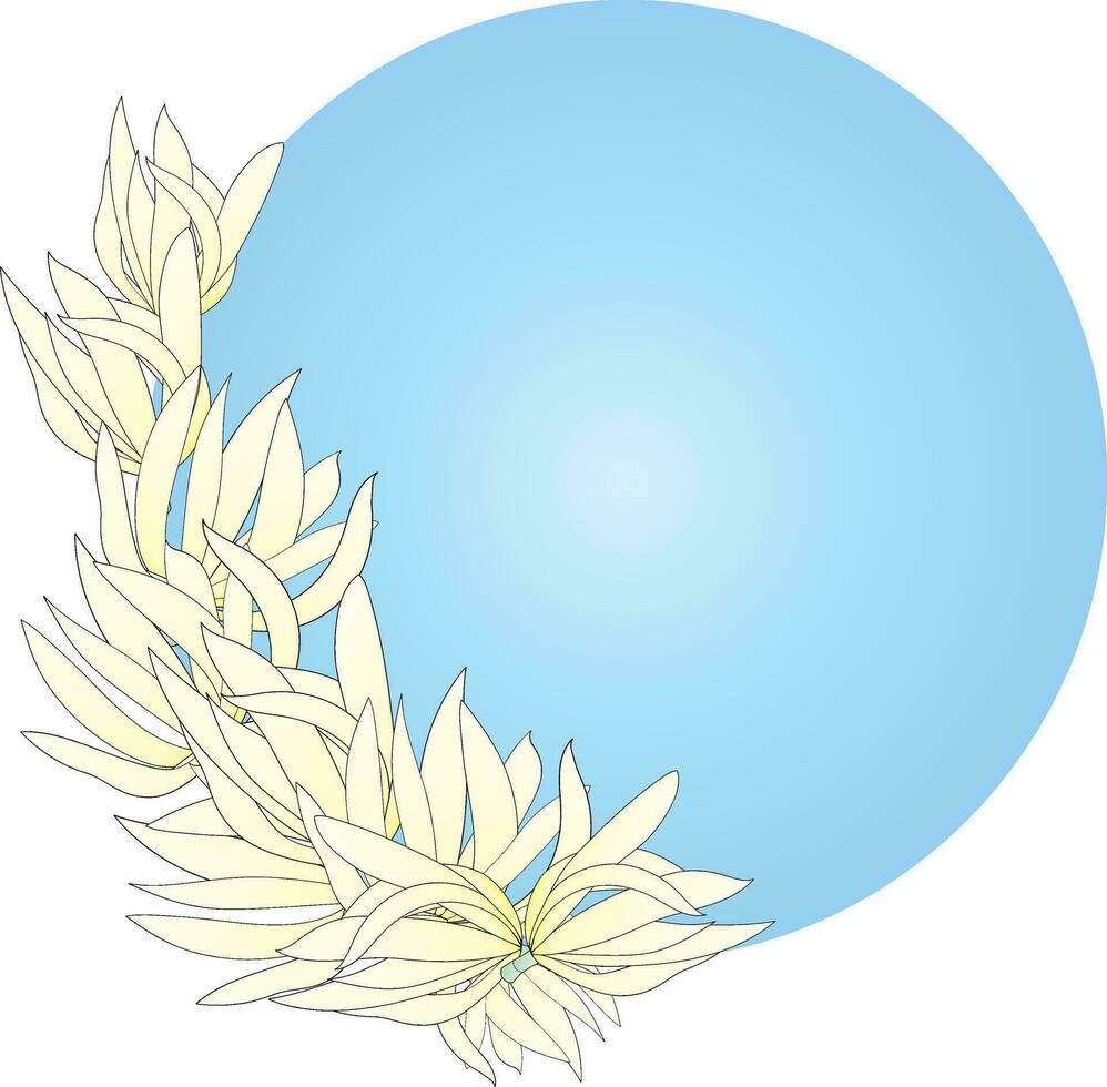 astratto di chempaka fiore su blu cerchio sfondo. vettore