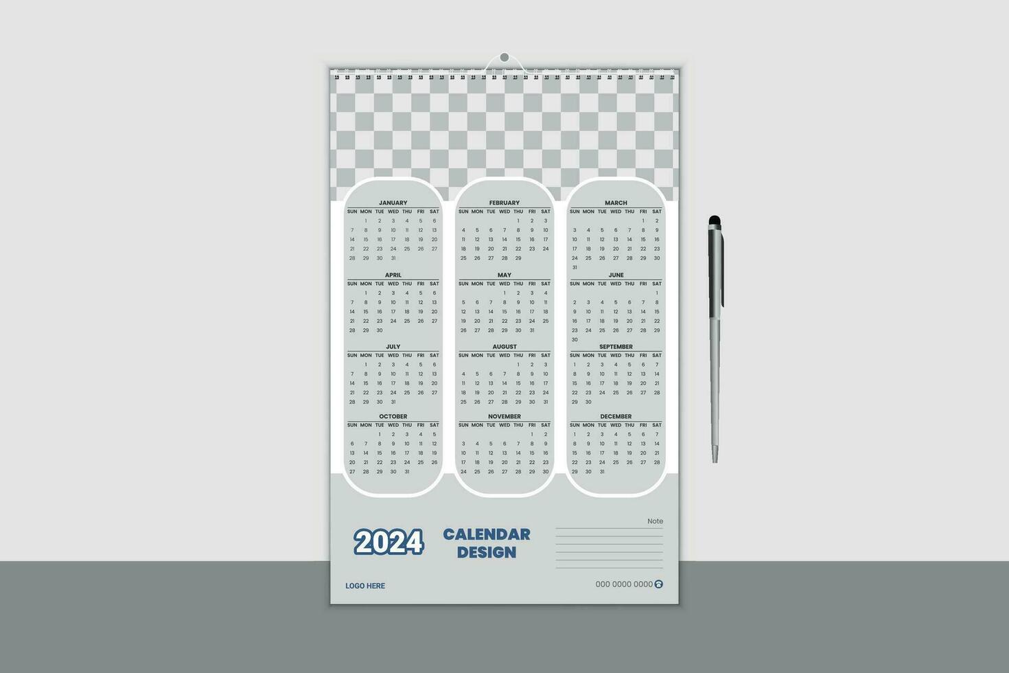 creativo e moderno 2024 calendario design modello vettore