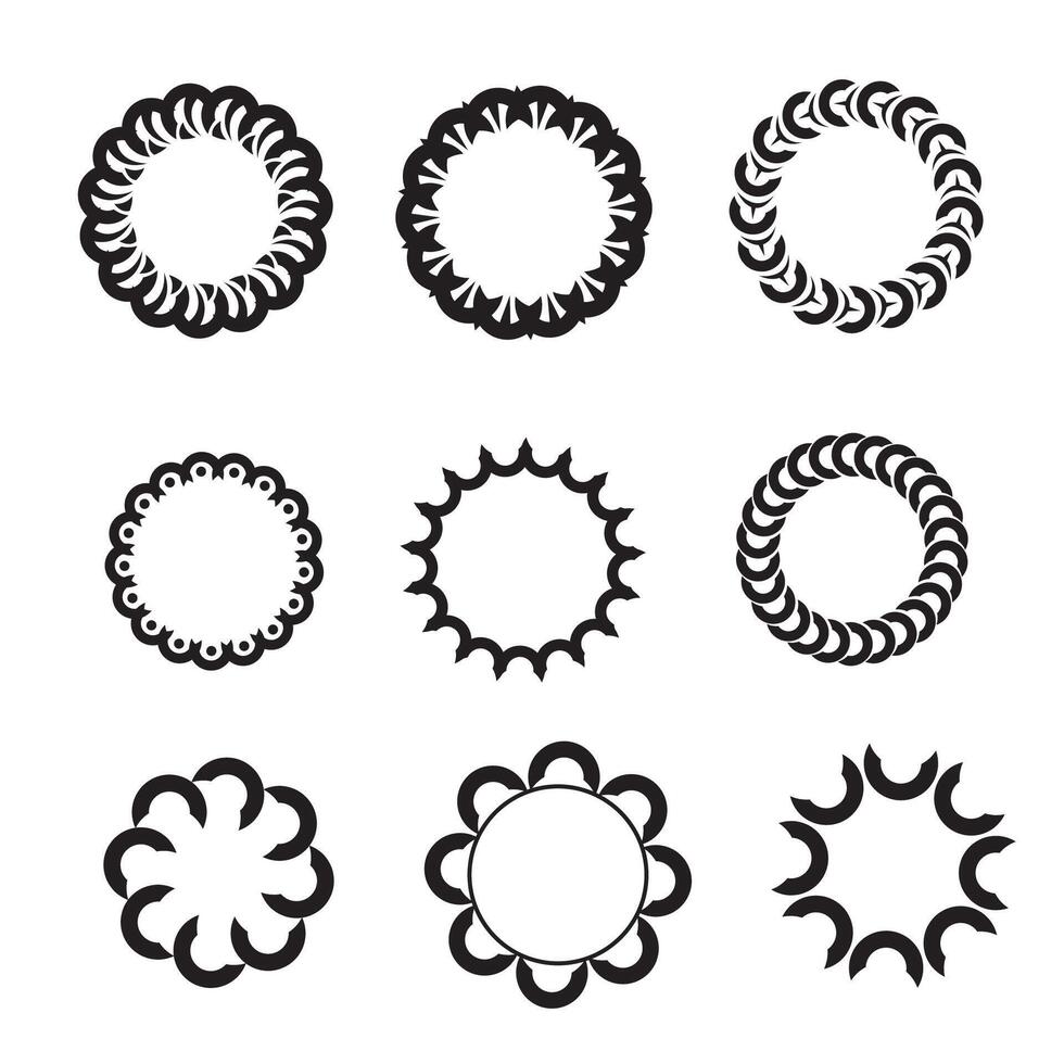 circolare decorativo elementi per relazionato grafico scopo. circolare telaio ornamentale grafico elementi. vettore