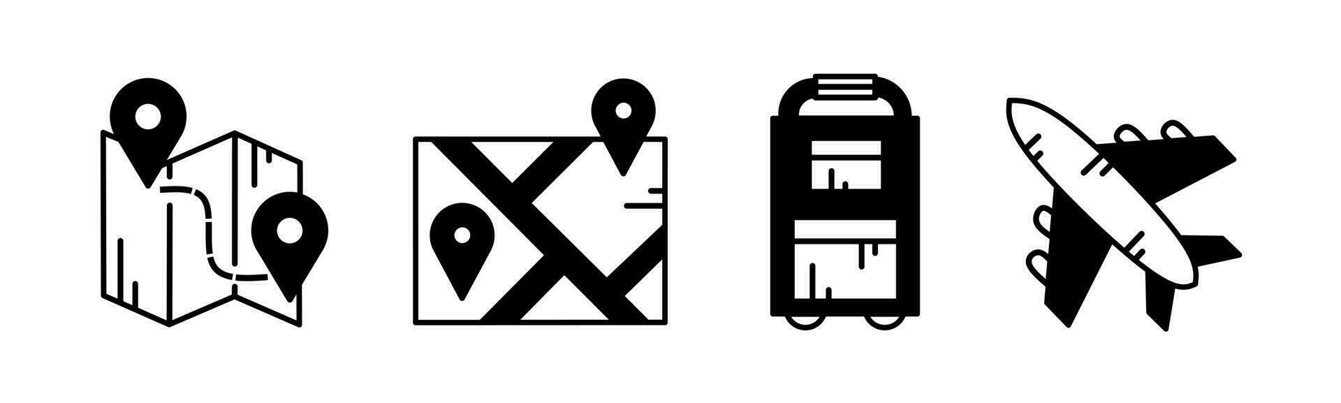 in viaggio icona vettore nero e bianca illustrazione design per attività commerciale. azione vettore.