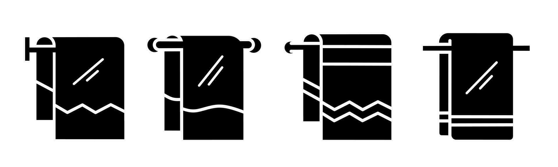 asciugamano icona collezione. un illustrazione di un' nero asciugamano icona. azione vettore. vettore