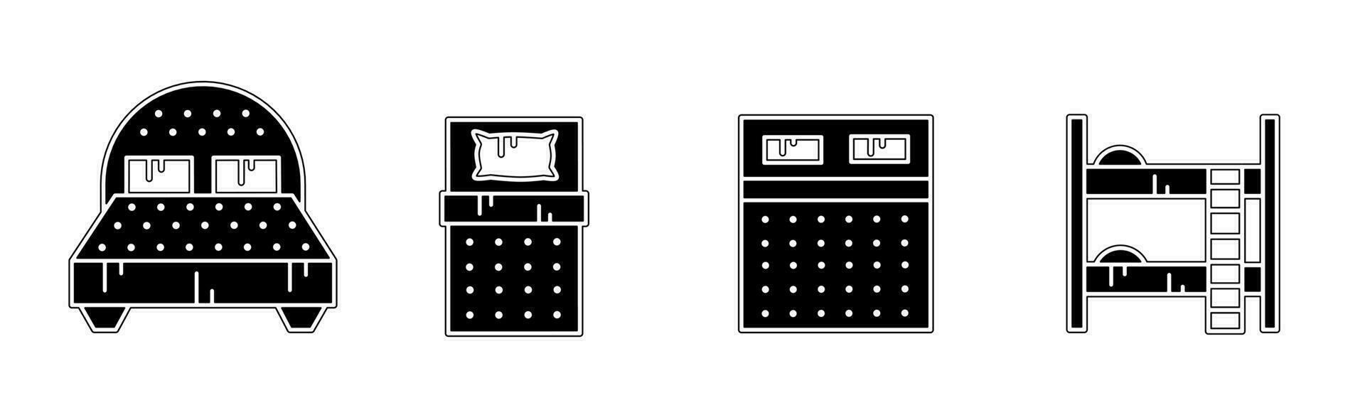 letto icona collezione. un illustrazione di un' nero letto icona. azione vettore. vettore