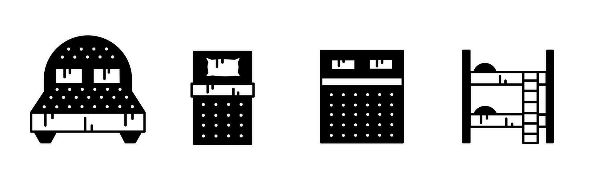 letto, materasso icona vettore nero e bianca illustrazione design per attività commerciale. azione vettore.