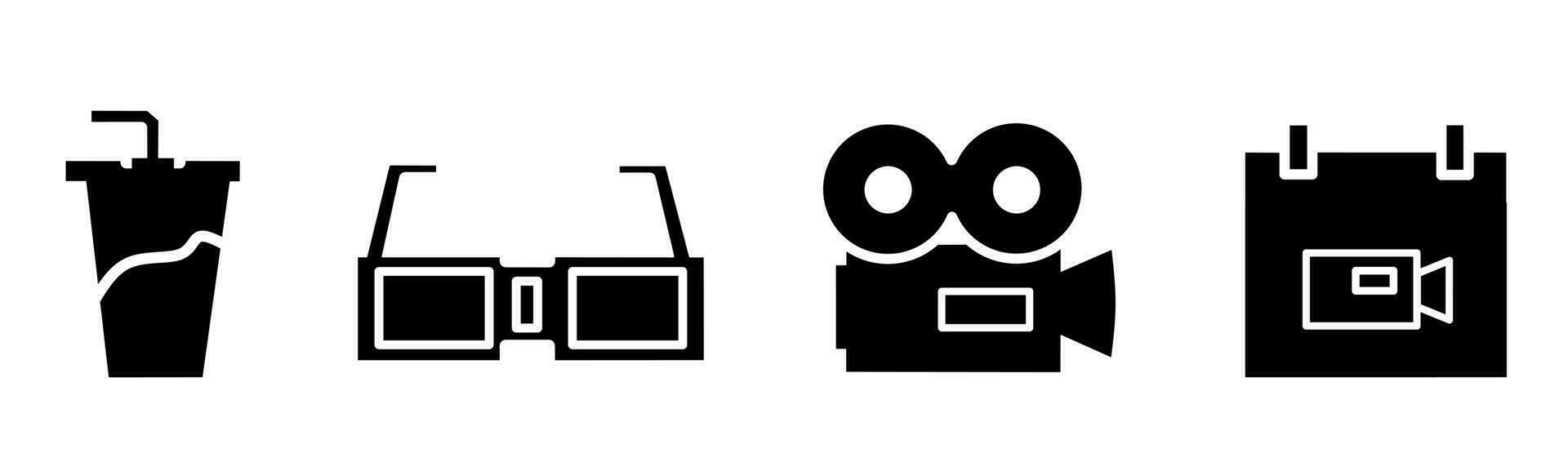cinema icona collezione. un illustrazione di un' nero cinema icona. azione vettore. vettore