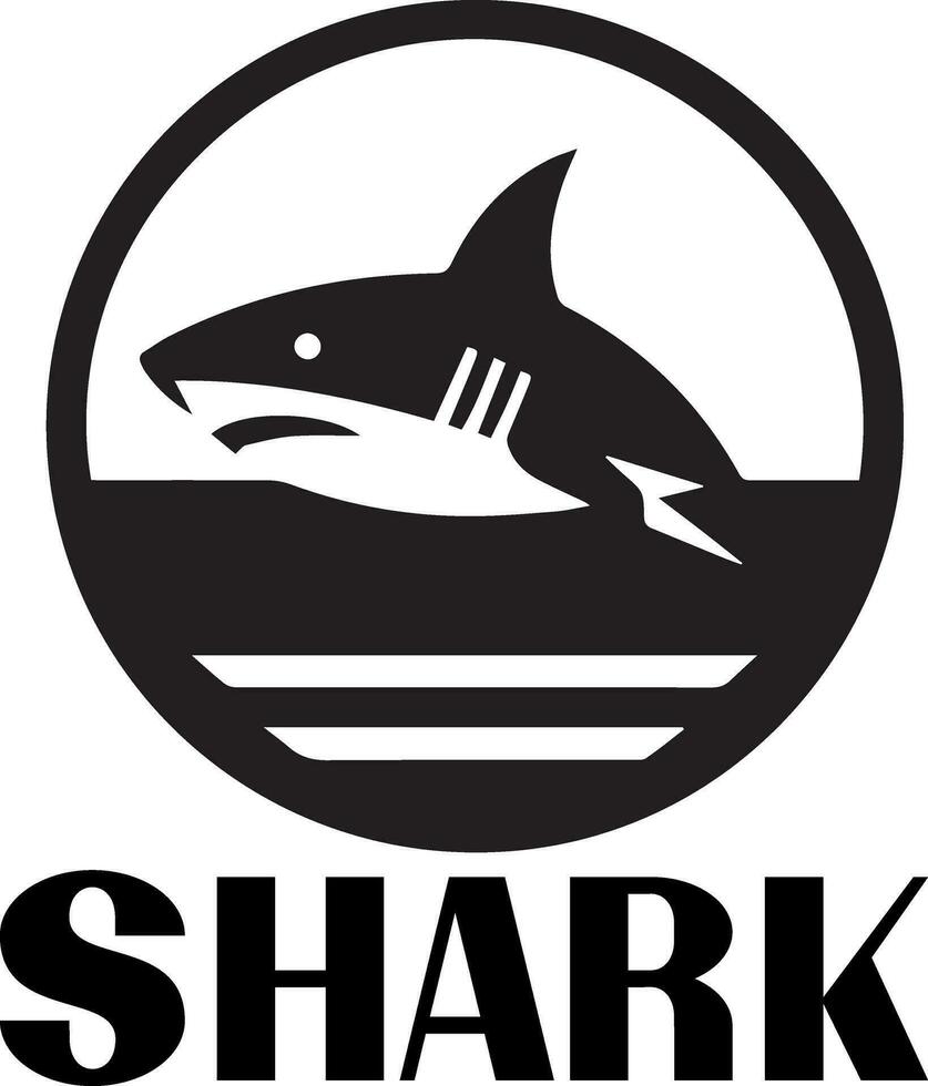 squalo logo vettore arte illustrazione nero colore bianca sfondo 18