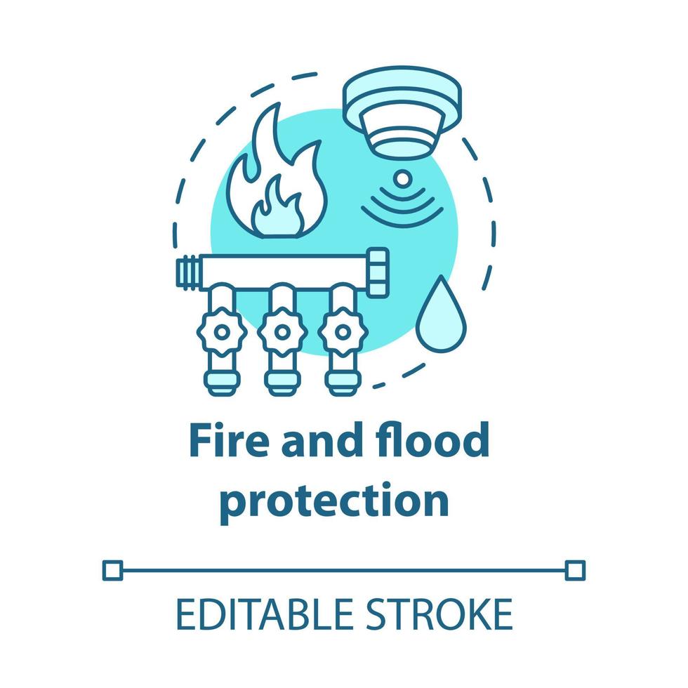 icona del concetto turchese di protezione da incendi e inondazioni vettore
