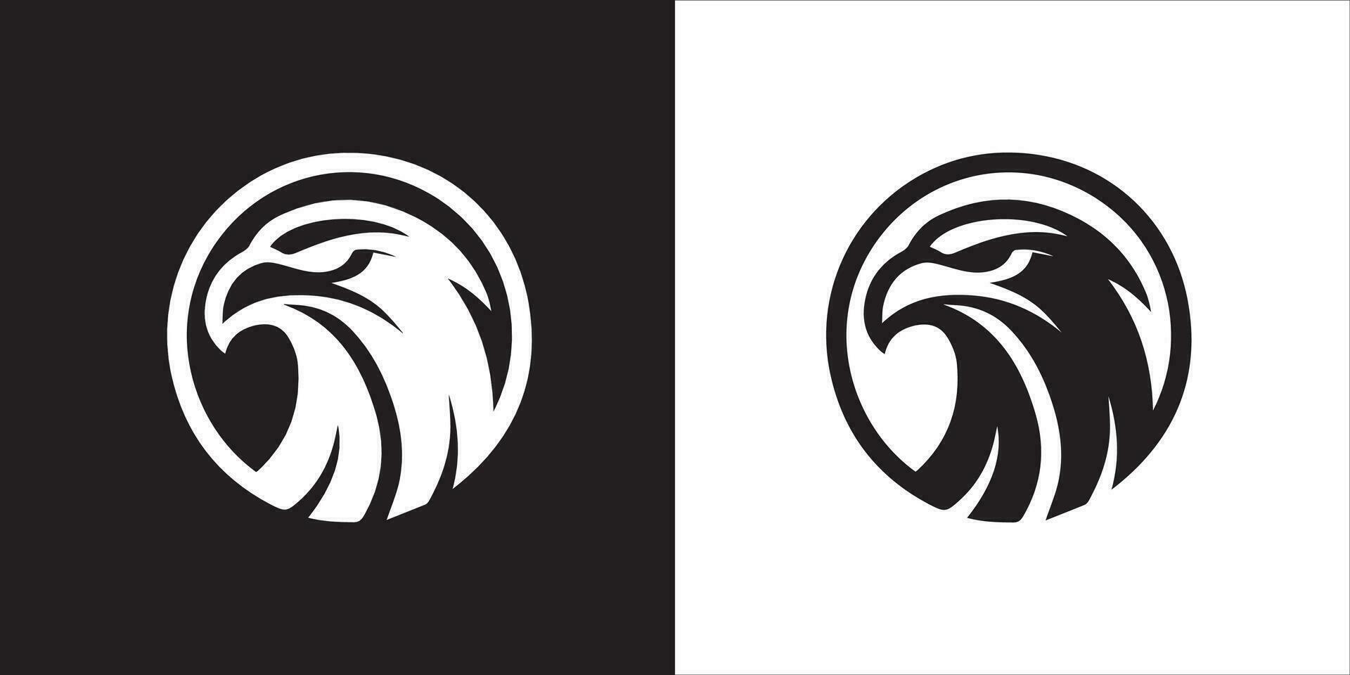 aquila, falco o falco portafortuna logo disegno, uccello testa distintivo emblema vettore icona