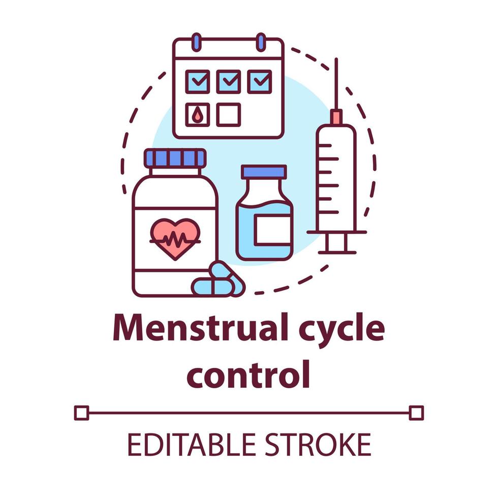 icona del concetto di controllo del ciclo mestruale vettore