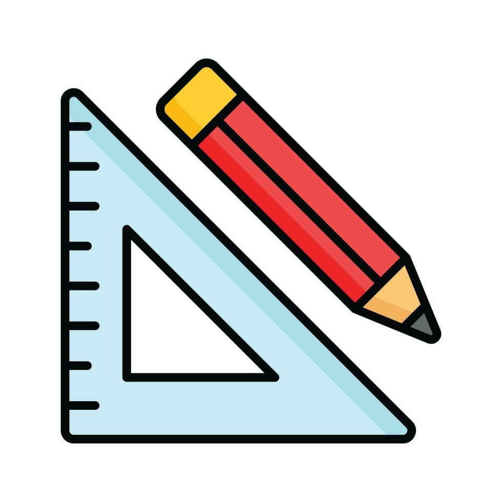 triangolo misurazione righello con matita, concetto icona di Stazionario vettore