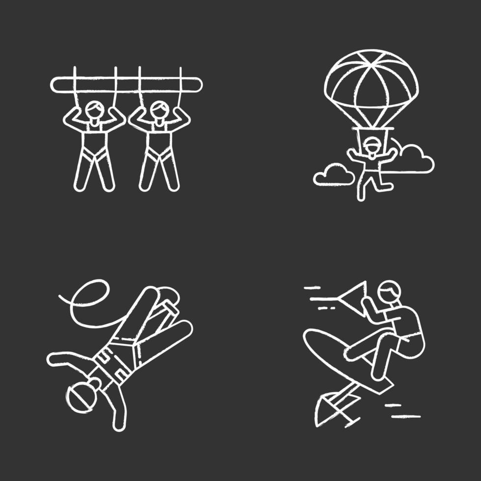 set di icone di gesso per sport estremi dell'aria vettore