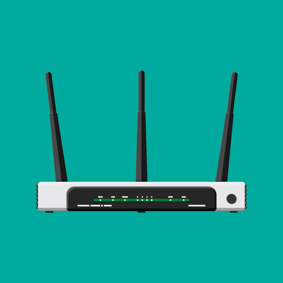 Wi-Fi router. senza fili accesso punto. Wi-Fi ripetitore. Internet dispositivo per Internet. computer Rete. vettore illustrazione nel piatto stile