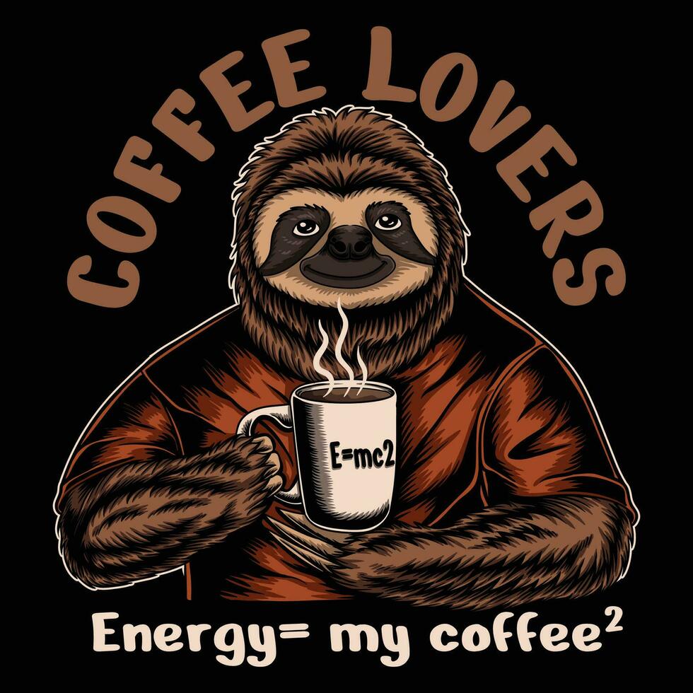 bradipo personaggio caffè Gli amanti vettore illustrazione