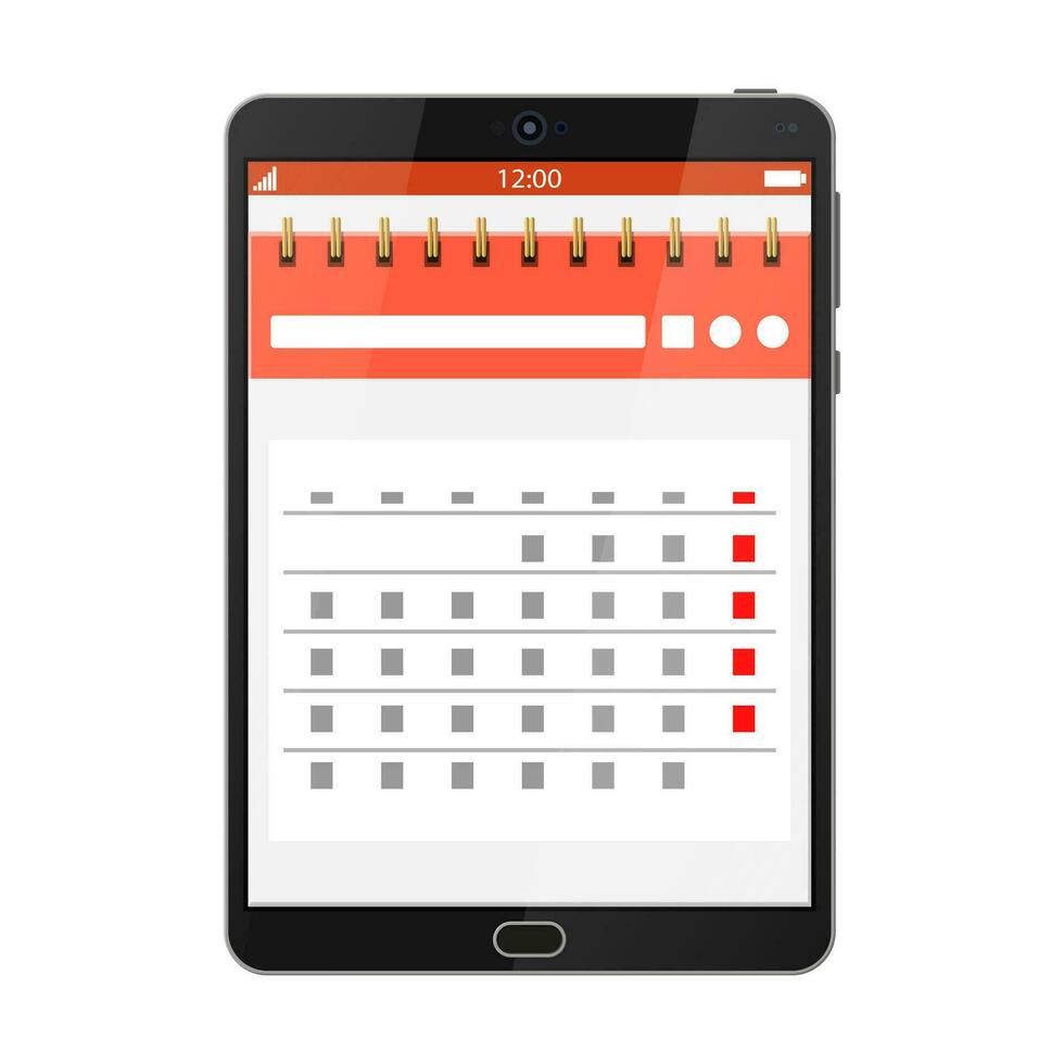 carta spirale parete calendario nel tavoletta pc. calendario piatto icona. orario, appuntamento, organizzatore, scheda attività, importante Data. vettore illustrazione nel piatto stile