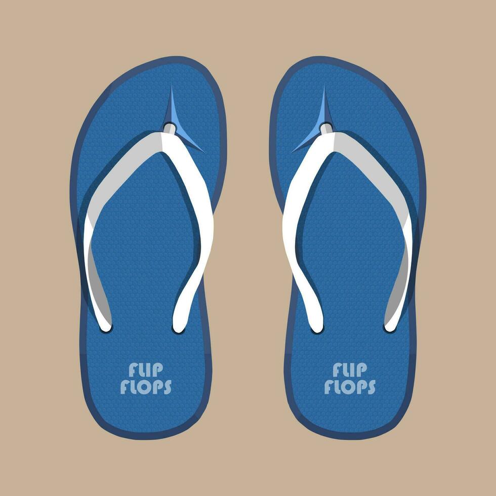 paio di blu estate Flip flop gomma da cancellare scarpe. vettore illustrazione nel piatto stile