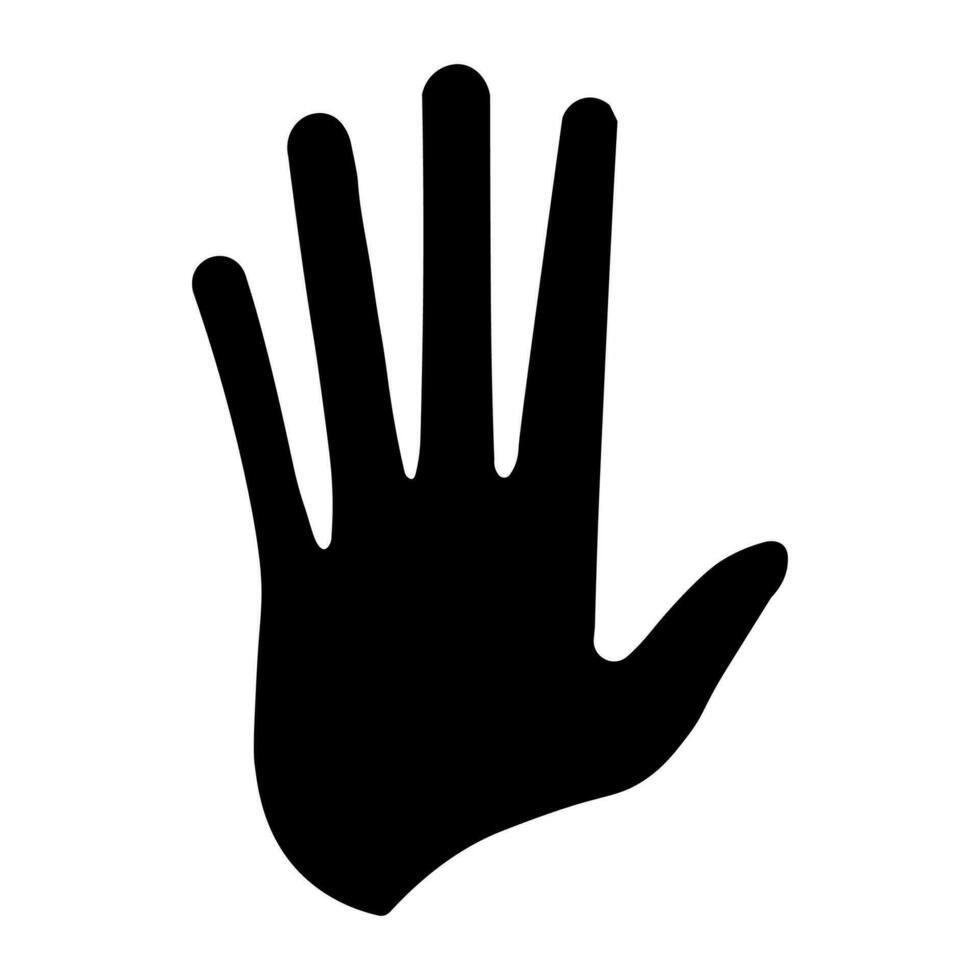 icona di vettore nero della mano isolato su priorità bassa bianca