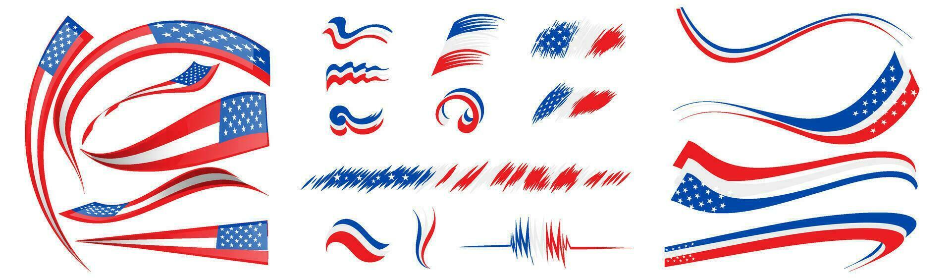 Stati Uniti d'America bandiera impostato elementi, vettore illustrazione su un' bianca sfondo