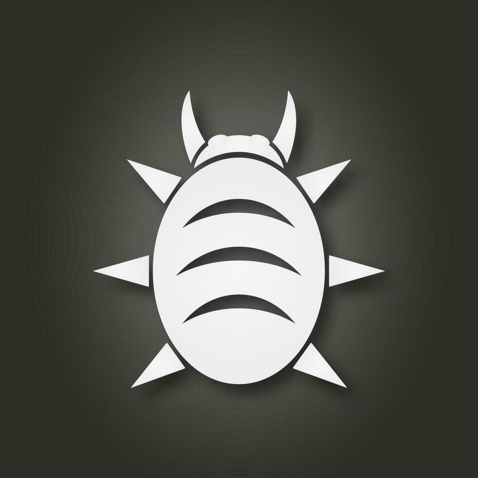 bianca virus insetto icona su buio sfondo con ombra. vettore illustrazione. modello per ragnatela e mobile applicazioni
