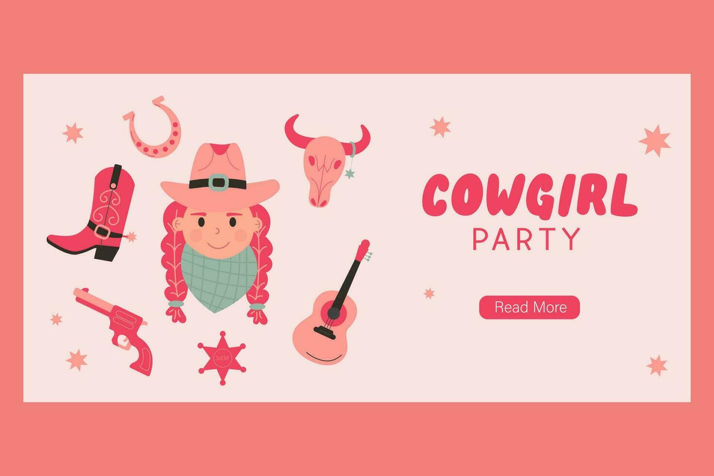 festa bandiera cowgirl nel piatto stile vettore