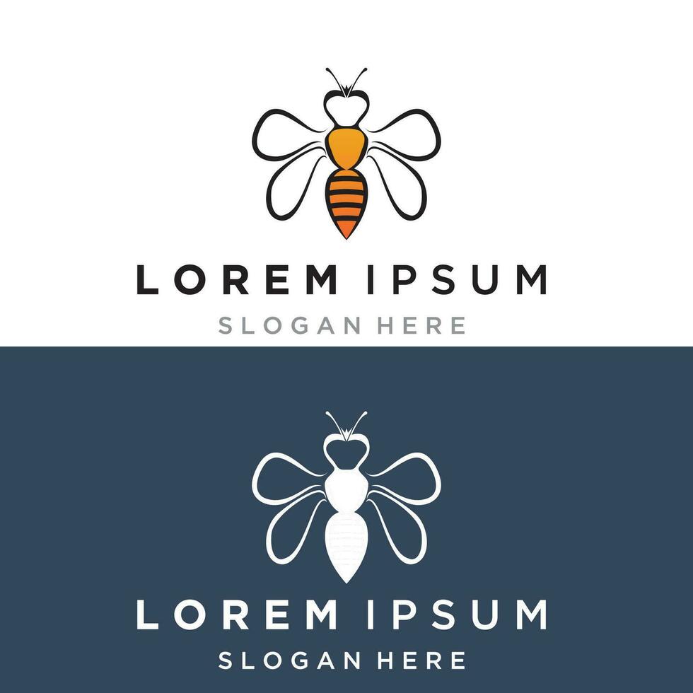 miele d'api con disegno di illustrazione vettoriale logo moderno a nido d'ape