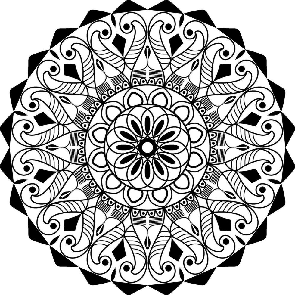 un' nero bianca circolare mandala arte. facile circolare modello nel modulo di mandala per henné, mehndi, tatuaggio, decorazione. decorativo ornamento nel etnico orientale stile. vettore