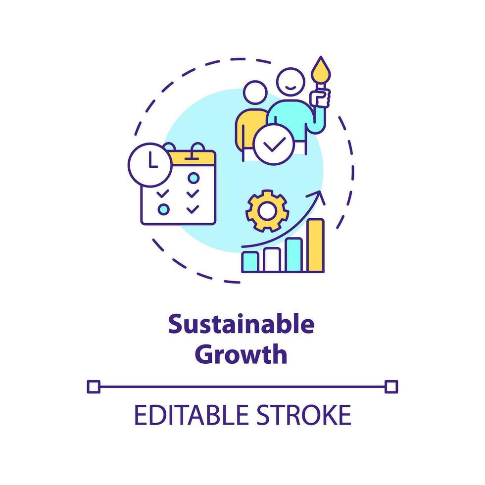2d modificabile multicolore icona sostenibile crescita concetto, isolato vettore, memore imprenditoria magro linea illustrazione. vettore