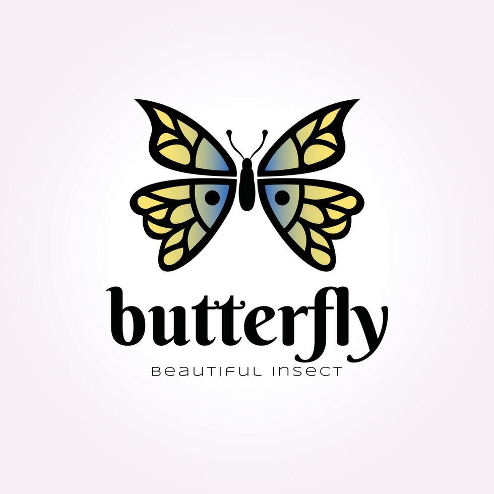 bellissimo farfalla logo icona Vintage ▾ disegno, verde insetto bellezza illustrazione vettore