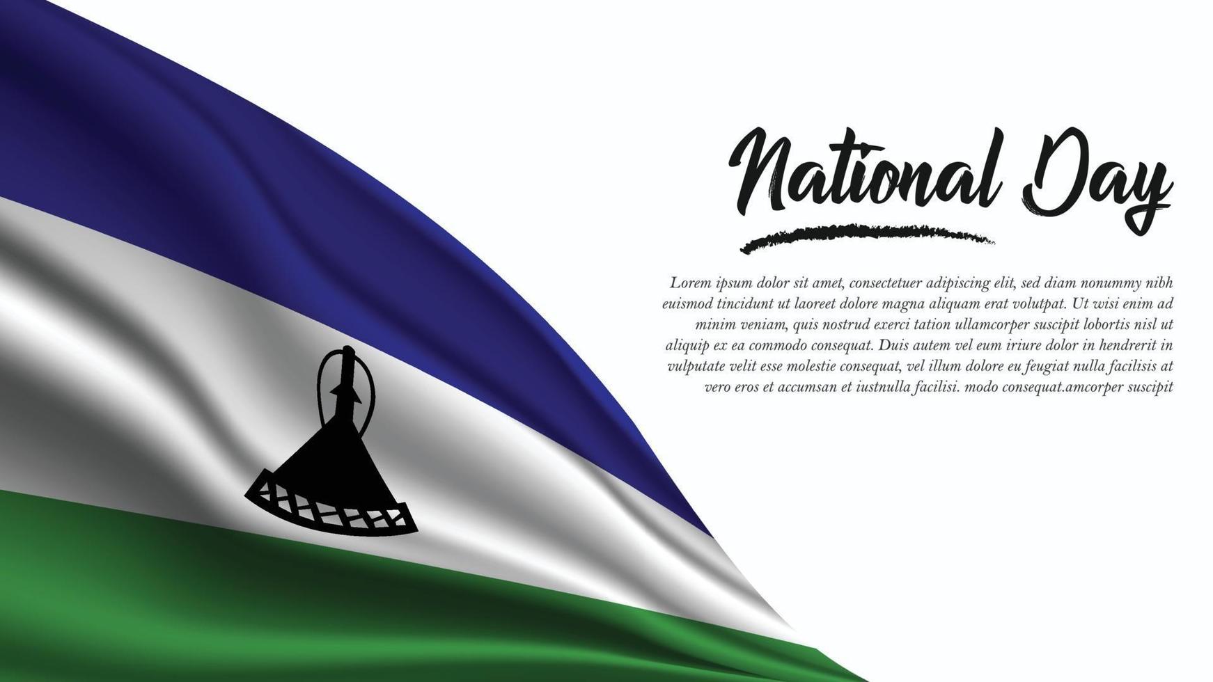 striscione per la festa nazionale con sfondo bandiera del lesotho vettore