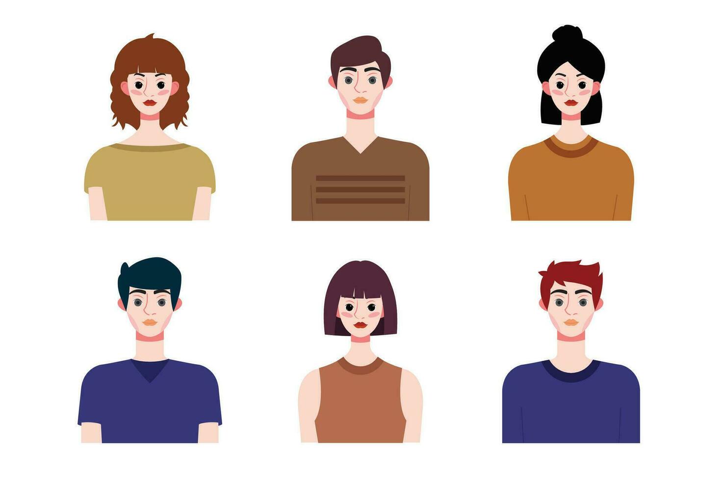 impostato collezione di persone avatar design. personaggi per sociale media e rete, sito web, App disegno, sviluppo, utente profilo, e utente profilo icone. vettore illustrazione.