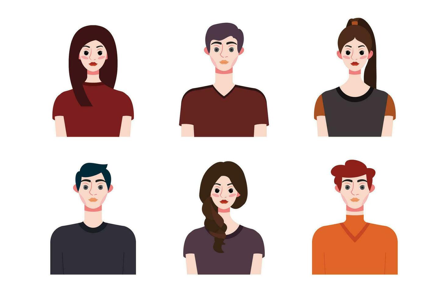 impostato collezione di persone avatar design. personaggi per sociale media e rete, sito web, App disegno, sviluppo, utente profilo, e utente profilo icone. vettore illustrazione.