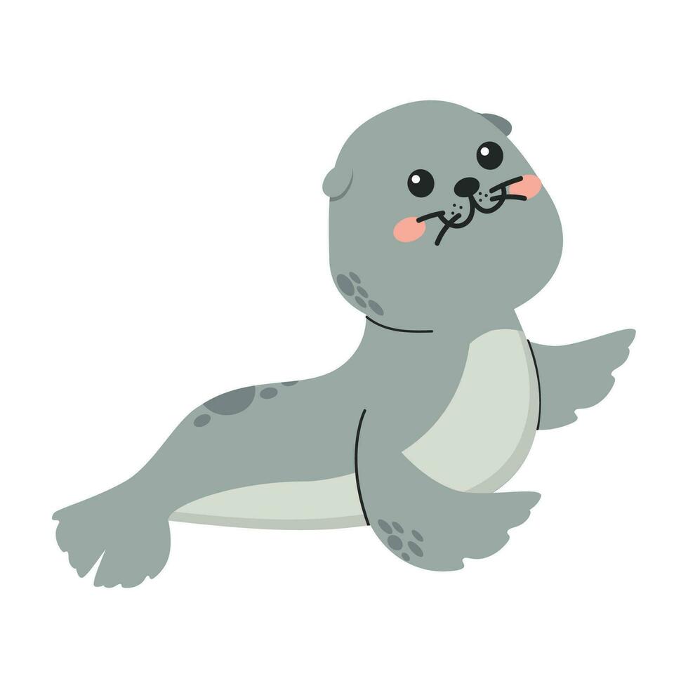 foca carino animale cartone animato piatto vettore